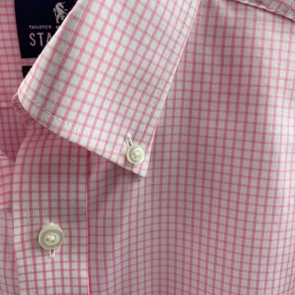 Stafford Checkered Fitted Button Down Shirt Pink - Picture 3 of 6